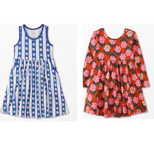 Hanna Andersson Toddler Girl Spring Floral Blue Red Skater Dress Bundle Size 5T